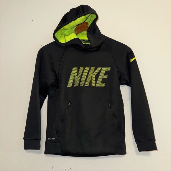 Lot of 2 - Nike Hoodie Top  & Shorts Dri-Fit Youth Size Small Black & Neon - Picture 2 of 12